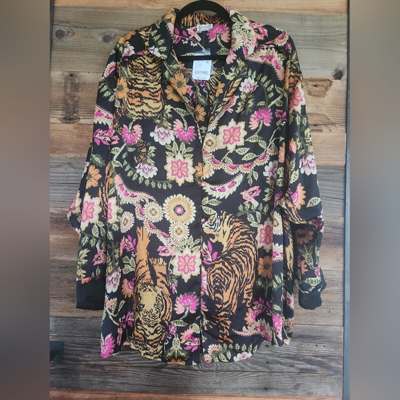 NWT FREE PEOPLE DREAMY DAYS PAJAMA SET TIGER SIZE Large - Picture 5 of 7